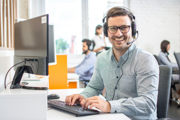 Desk phone on a desk