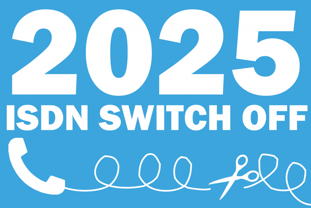 Text reading '2025 ISDN Switch Off' on a blue background